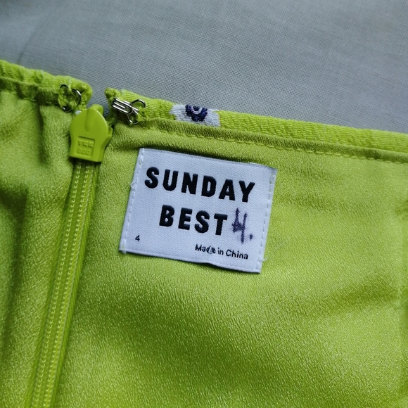 SUNDAY BEST Tatiana Skirt Pear Green Purple Taupe Floral Mini Size 4 Aritzia - Picture 4 of 15